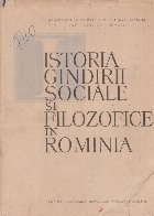 Istoria gindirii sociale filozofice Romania